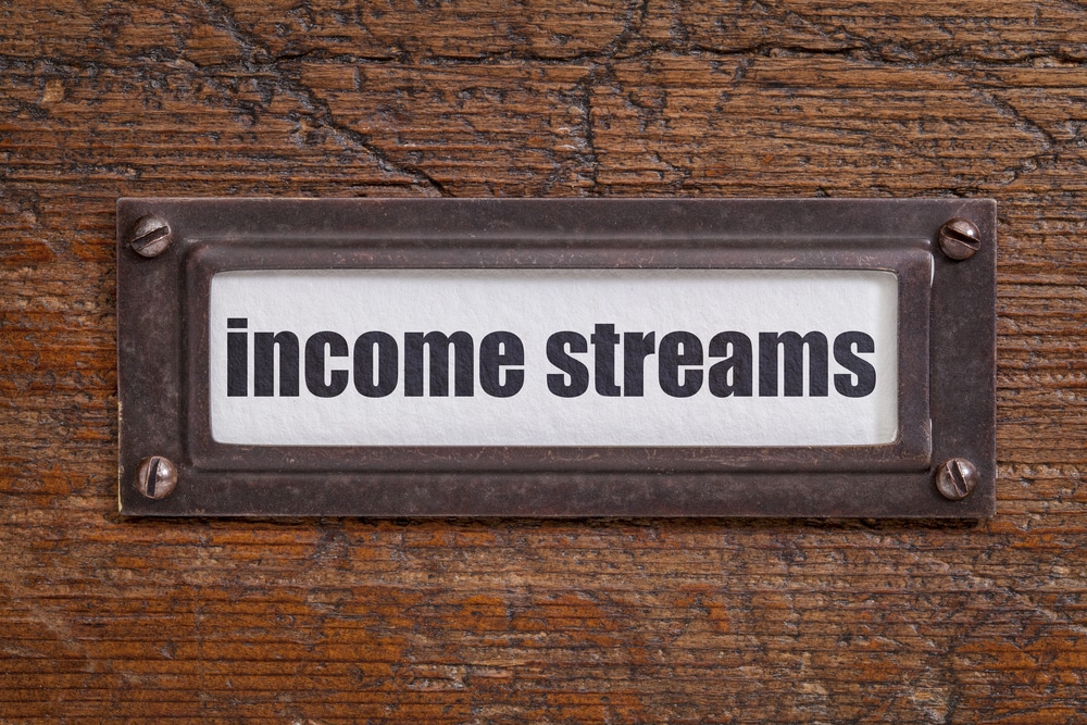 Image of file drawer label with the words income streams